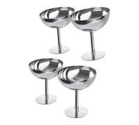 NEIQIUWING Stainless Steel Ice Cream Cups, 4-Pack - Elegantes cuencos de postre para yogurt, frutas y dulces, reutilizables para fiestas