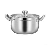 NEIQIUWING Stainless Steel Soup Pot with Overflow Controller Rim Dual Handles And Tempered Glass Lid Compatible with Gas Electric And Induction Stoves