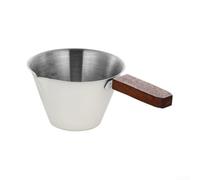 NEIQIUWING Taza medidora de café 304 con mango de madera, boquilla doble para dosificación precisa, vaso medidor de café para café expreso y salsas, apto para lavavajillas, negro, blanco, plateado