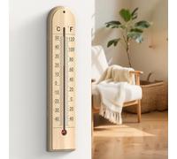 NEIQIUWING Termómetro de pared de madera, sin pilas, alta precisión, medición de temperatura, 270 x 59 x 8,5 mm, para interior y exterior