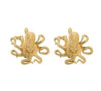 NEIQIUWING Tirador de puerta de latón macizo, diseño de pulpo, 2 unidades, elegante forma de animal, herrajes para puertas interiores, armarios, cajones, aspecto dorado, acabado resistente, mango