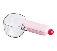 NEIQIUWING Vaso medidor versátil con cierre de bolsa integrado para cocina y almacenamiento de alimentos, indicación exacta de la cantidad para cereales, fácil limpieza, diseño compacto (rosa flores)