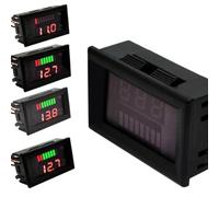 NEIQIUWING Voltímetro digital para baterías de coche de 12 V-72 V, CC 6 - 100 V, 1% de precisión, con indicador de estado de la batería y 8 niveles de potencia