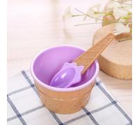 NEIQIUWING Waffle Textured Paired With Spoon for Cold Postre Portions Including For Ice Cream Yogurt And Gelato Friendly Material (Purple)