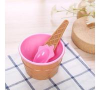 NEIQIUWING Waffle Textured Paired With Spoon for Cold Postre Portions Including For Ice Cream Yogurt And Gelato Friendly Material (Pink)