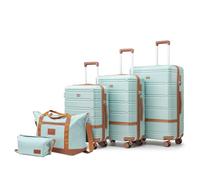 NEISIA Juego de equipaje de 3 piezas con ruedas giratorias, equipaje de viaje rígido de policarbonato + ABS, maletas ligeras con bloqueo TSA, cremalleras YKK, Verde, 5 piece set(20/24/28/DB/TB