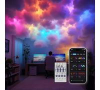 Neisouf Nubes LED de Algodón, Luz de Nube RGB + IC, Sincronización de Música, 3D, con Aplicación y Mando a Distancia para Decoración de Techo (5 m)