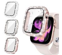 Neitra [3 Piezas Diamond Funda con Templado Protector de Pantalla para Apple Watch Series 11/10 42mm, HD Anti-Choque Cobertura Completa Carcasa, Rígido Bling Diamond para mujeres y niñas