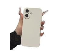 Nekiyo Tech Case Compatible con iPhone 16, Funda de Teléfono Suave de Silicona con Protector de Lente de Cámara, Bumper Protector Antigolpes - White
