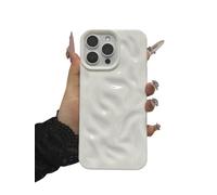 Nekiyo Tech Case Compatible con iPhone 16 Pro, Funda para Teléfono con Textura Arrugada de Moda, Trasera de Caramelo de Silicona Suave Antigolpes - White