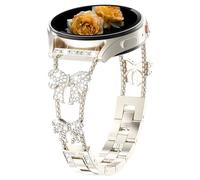 Nekiyo Tech Correa de Metal Diamante Mariposa Compatible con Samsung Galaxy Watch Band 7/FE/6/5/4/3 & Watch 5 Pro & 6/4 Classic & Gear S3/S2, 20mm & 22mm - Luz Estelar