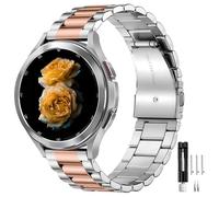 Nekiyo Tech Correa Universal Acero Inoxidable Compatible with Samsung Galaxy Watch 7/FE/6/5/4/3, Watch 5 Pro, 6/4 Classic, Gear S3/S2, Huawei, 20mm 22mm Repuesto - Plat Rosa Palo