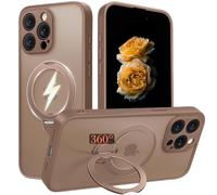 Nekiyo Tech Diseñado para iPhone 16 Pro con Funda con Soporte Magnético Giratorio 360°, Protección Militar Delgada Translúcida Mate Anti-Huellas Cubierta Delgada 6.3" Oro del Desierto