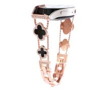 Nekiyo Tech Pulsera de Diamante Bling de Trébol de Cuatro Hojas Compatible con Samsung Galaxy Watch Band 7/FE/6/5/4/3 & Watch 5 Pro & 6/4 Classic & Gear S3/S2, 20mm & 22mm - Rosa Rosa Negro