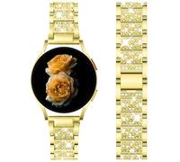 Nekiyo Tech Pulsera de Metal de Lujo Diamante Bling Compatible con Samsung Galaxy Watch Band 7/FE/6/5/4/3 & Watch 5 Pro & 6/4 Classic & Gear S3/S2, 20mm & 22mm - Oro
