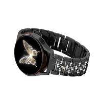 Nekiyo Tech Pulsera de Metal de Lujo Diamante Bling Compatible con Samsung Galaxy Watch Band 7/FE/6/5/4/3 & Watch 5 Pro & 6/4 Classic & Gear S3/S2, 20mm & 22mm - Negro
