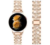 Nekiyo Tech Pulsera de Metal de Lujo Diamante Bling Compatible con Samsung Galaxy Watch Band 7/FE/6/5/4/3 & Watch 5 Pro & 6/4 Classic & Gear S3/S2, 20mm & 22mm - Oro Rosa