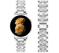 Nekiyo Tech Pulsera de Metal de Lujo Diamante Bling Compatible con Samsung Galaxy Watch Band 7/FE/6/5/4/3 & Watch 5 Pro & 6/4 Classic & Gear S3/S2, 20mm & 22mm - Plata