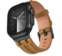 Nekiyo Tech Top Grain-Crazy Horse Correa de piel para Apple Watch 42-49 mm | Cuero de caballo loco de grano superior, desarrollo natural de pátina, grueso pero flexible, hebilla clásica, estilo vintage