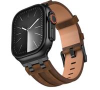 Nekiyo Tech Top Grain-Crazy Horse Correa de piel para Apple Watch 42-49 mm | Cuero de caballo loco de grano superior, desarrollo natural de pátina, grueso pero flexible, hebilla clásica, estilo vintage