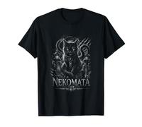 Nekomata Demon Cat Japanese Yokai Moonlit Cementerio Camiseta