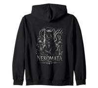 Nekomata Demon Cat Japanese Yokai Moonlit Cementerio Sudadera con Capucha