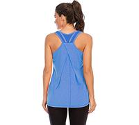 Nekosi Camiseta de tirantes para mujer, para yoga, correr, fitness, sin mangas, de malla, 02-azul, L