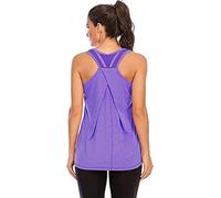 Nekosi Camiseta de tirantes para mujer, para yoga, correr, fitness, sin mangas, de malla, 02-Lila, L