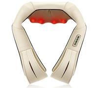 Nekteck Masajeador de espalda y hombros con calor, masajeador Shiatsu de presión eléctrica de tejido profundo 3D para aliviar el dolor muscular(beige)