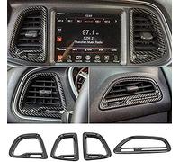 Nelbonls Compatible para Dodge Challenger ST SRT 2015-2020 Accesorios de Coche de Fibra de Carbono salpicadero A/C Cubierta de Panel de ventilación de Aire embellecedores 4 Uds