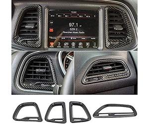 Nelbonls Compatible para Dodge Challenger ST SRT 2015-2020 Accesorios de Coche de Fibra de Carbono salpicadero A/C Cubierta de Panel de ventilación de Aire embellecedores 4 Uds