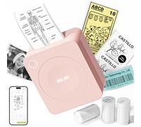 Nelko Impresora de pegatinas, PM230 Print Pod Mini impresora Bluetooth Portabel con 3 rollos de papel, mini impresora con múltiples plantillas para teléfono y tableta, rosa, 1 paquete