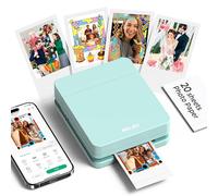 Nelko Impresora Fotográfica Portátil PP01 con Papel Fotográfico Autoadhesivo para iOS/Android, Impresión Sin Pc, Divertida App De Edición, Ideal para Viajes, Incluye 20 Hojas, Color Verde