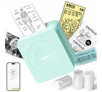 Nelko Impresora de pegatinas, PM230 Print Pod Mini impresora Bluetooth Portabel con 3 rollos de papel, mini impresora de cápsulas de impresión con múltiples plantillas para teléfono y tableta, blanco,
