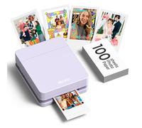 Nelko PP01 - Impresora fotográfica portátil con 100 hojas de papel y cartucho de tinta, impresión instantánea de fotos para iOS/Android, mini impresora de tamaño de bolsillo con divertida aplicación