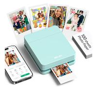 Nelko PP01 - Impresora fotográfica portátil con 100 hojas de papel y cartucho de tinta, impresión instantánea de fotos para iOS/Android, mini impresora de tamaño de bolsillo con divertida aplicación
