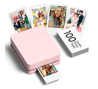 Nelko PP01 - Impresora fotográfica portátil con 100 hojas de papel y cartucho de tinta, impresión instantánea de fotos para iOS/Android, mini impresora de tamaño de bolsillo con aplicación de edición