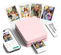 Nelko PP01 Impresora Fotos Movil, Mini Impresora Fotos Portátil, Rosa | Equipado con 20 hojas de papel fotográfico, Impresión en color, adecuadas para el registro de viajes