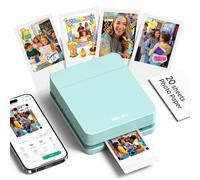 Nelko PP01 Impresora Fotos Movil, Mini Impresora Fotos Portátil, Verde | Equipado con 20 hojas de papel fotográfico, Impresión en color, adecuadas para el registro de viajes