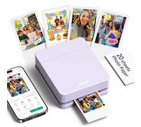 Nelko PP01 Impresora Fotos Movil, Mini Impresora Fotos Portátil, Violeta | Equipado con 20 hojas de papel fotográfico, Impresión en color, adecuadas para el registro de viajes