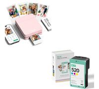 Nelko PP01 Impresora Fotos Móvil Rosa,100 Hojas de Papel + 520 Cartuchos de Tinta