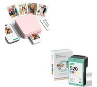Nelko PP01 Impresora Fotos Móvil Rosa, 20 Hojas de Papel + 520 Cartuchos de Tinta