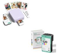 Nelko PP01 Impresora Fotos Móvil Violeta, 20 Hojas de Papel + 520 Cartuchos de Tinta