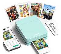 Nelko PP01 Instant Smartphone Photo Printer, Mini Impresora a Color Inalámbrica Portátil con Fotos Adhesivas Bluetooth para iOS y Android Fun App Turquesa