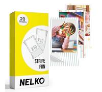Nelko PP01 Papel Fotográfico Adhesivo, 52.3x90mm, 20 Hojas rayas