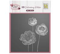 Nellie's Choice Carpeta de Embossing 3D-Flores 15 x 15 cm-Materiales para Relieve en Tarjetas, Scrapbooking, DIY y Manualidades, Gris