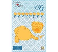 Nellie's Choice Perro-3 Troqueles-6,8 x 4,8 cm-para Hacer Tarjetas, Navidad, Scrapbooking, Manualidades, DIY, Amarillo, 34x32 / 19x10 / 68x48mm