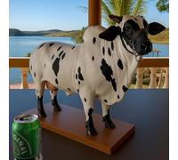 Nelore - Dispensador de licor de toro de 2 litros, decantador de alcohol hecho a mano con base de madera, divertido soporte para botellas de toro brasileño para whisky, escocés, vodka, vino, accesorio