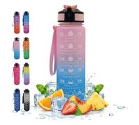 NelQuieOra Botella motivacional de 1 l, color rosa y azul, sin BPA