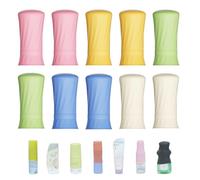 NELSHP Fundas para botellas de viaje, paquete de 10 fundas de silicona para contenedores de viaje, accesorios de viaje para champú, loción, acondicionador, lavado corporal
